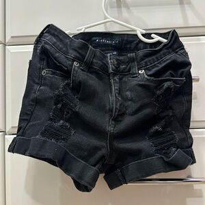 Distressed Aeropostale black jeans shorts size 0